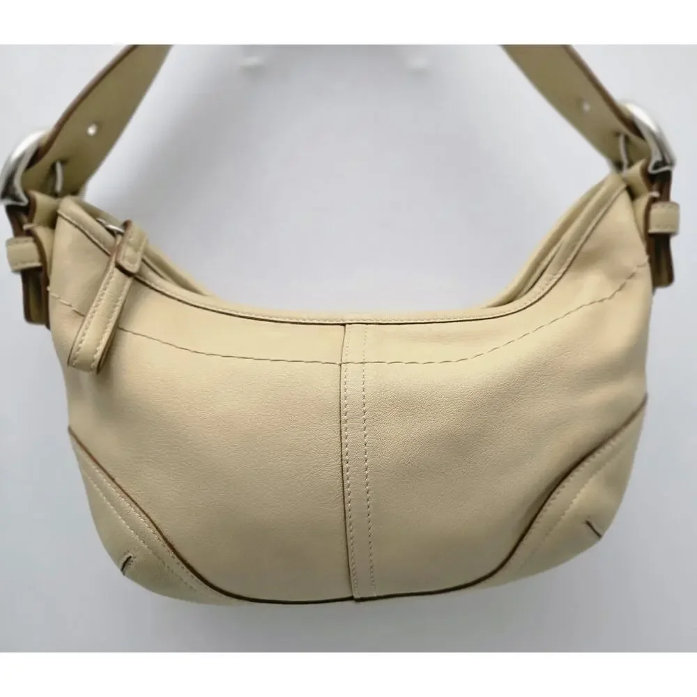 Vintage Coach Y2K Beige Leather Soho Hobo Shoulder Bag 9541 - Picture 5 of 15